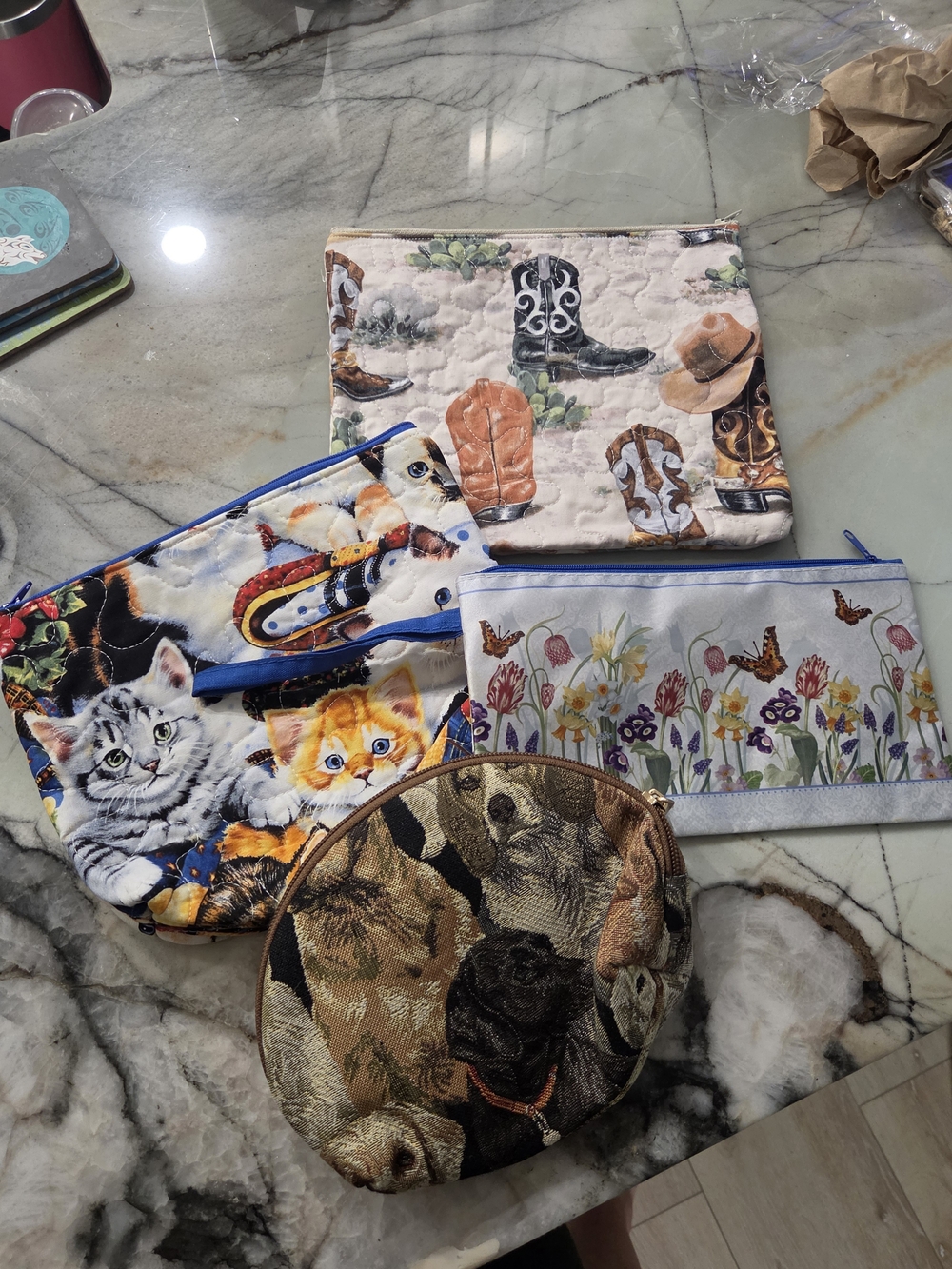 Kids Animal & Floral Zip Pouches Set - Multicolor